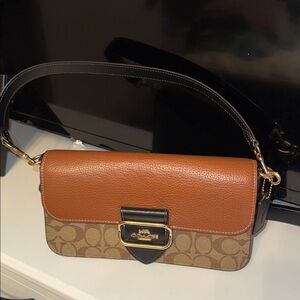 Coach Tan and Brown Signature Leather Crossbody